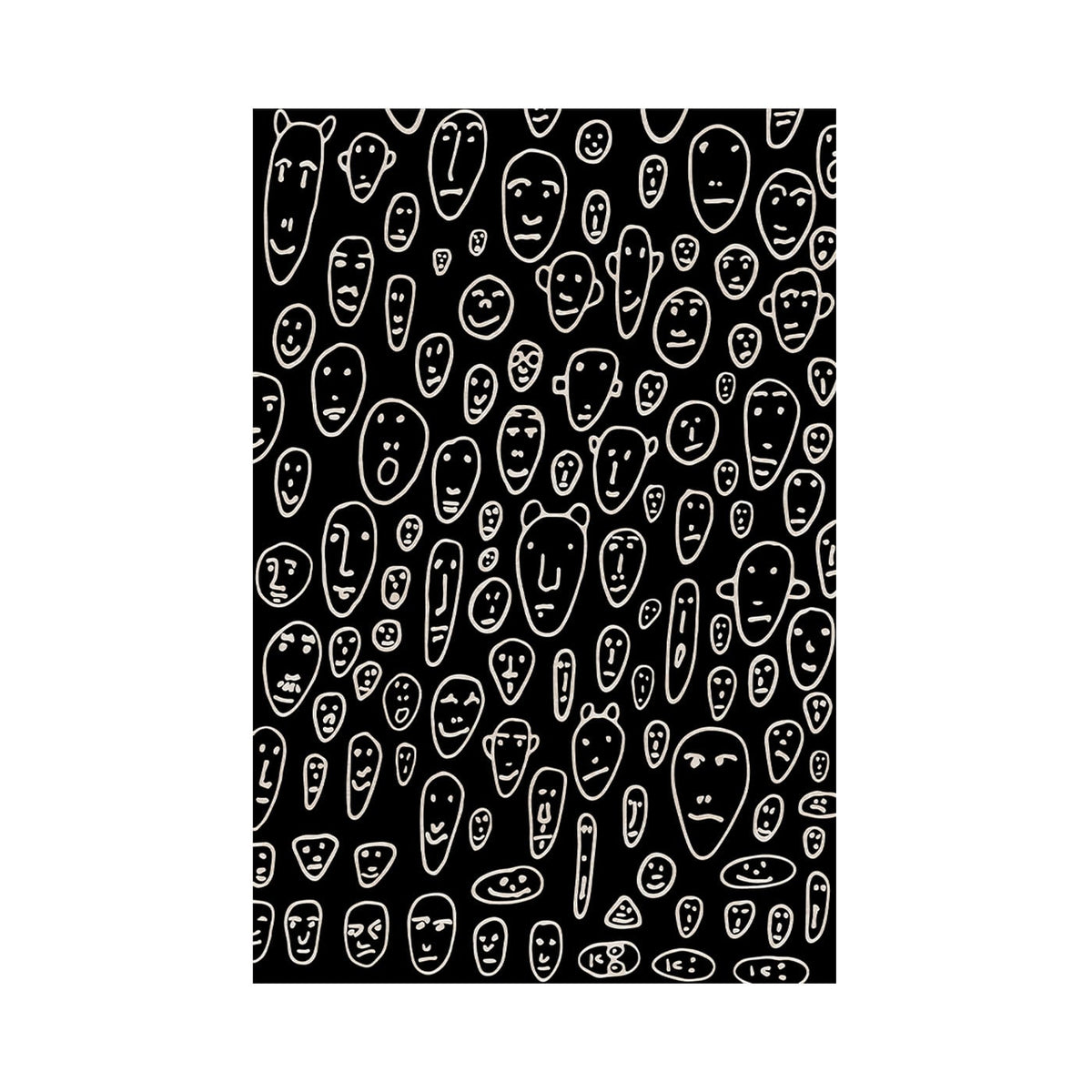 Qeeboo Floating Faces Nero Tappeto