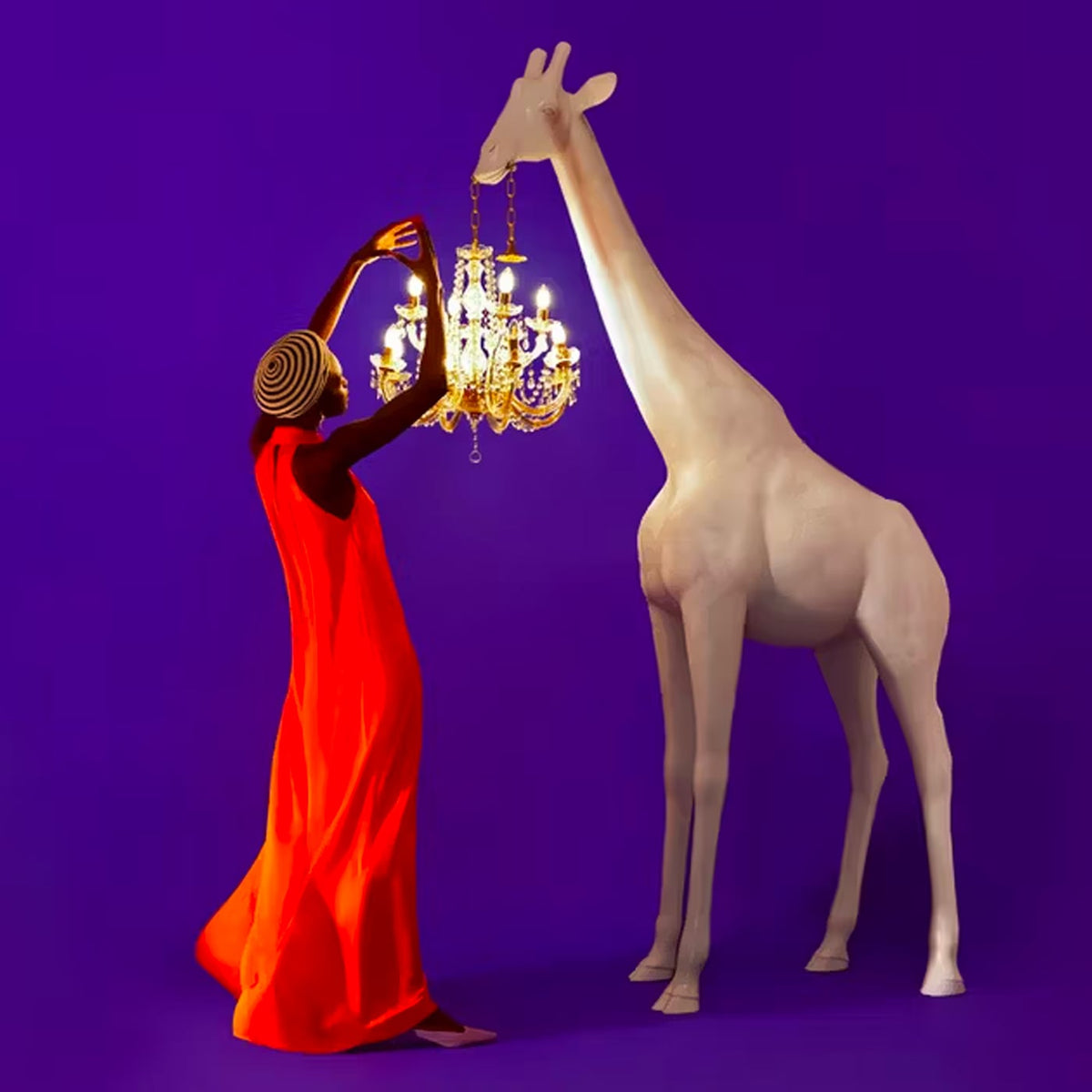 Qeeboo Giraffe in Love M Outdoor Lampada in polietilene
