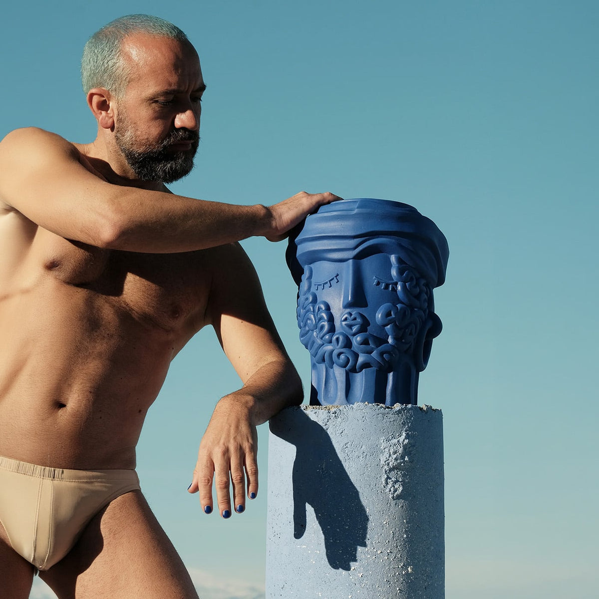 Seletti Terracotta Vase Man Blue